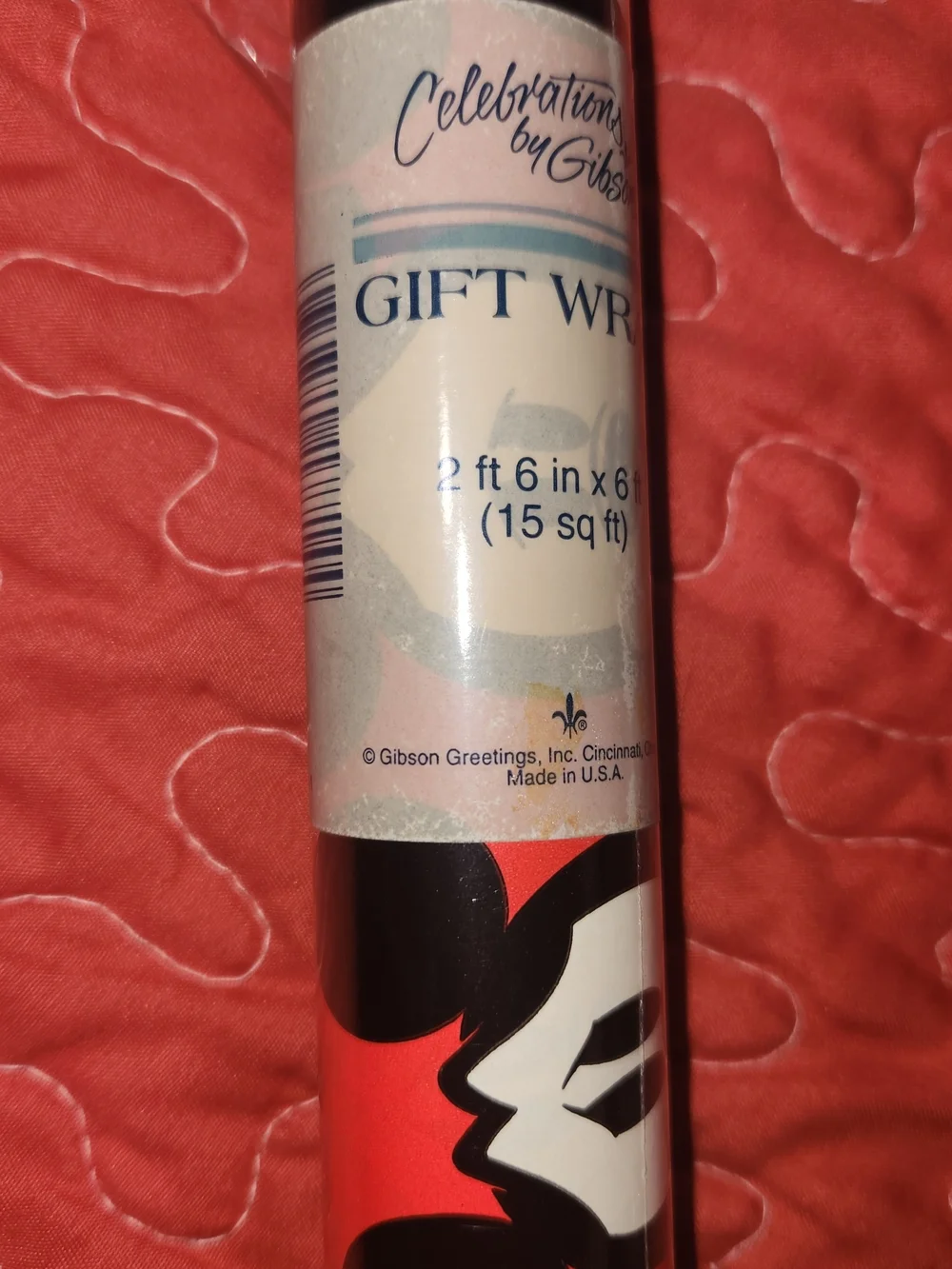 VTG DISNEY MICKEY MOUSE GIFT WRAP -CELEBRATIONS BY GIBSON- 15 Sq Ft.